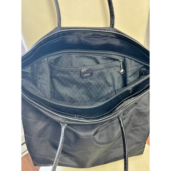 GUCCI Black Nylon Patent Tote Handbag Purse Women Laptop Business Overnight Hobo - Picture 4 of 15